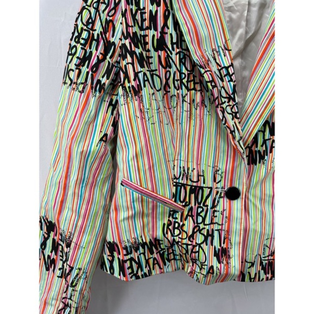 Forwear New York Multi Colored Buttoned Front Spring Jacket Text Size 6- EUC - Picture 3 of 4